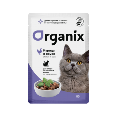 Organix Паучи для стерилизованных кошек курица в соусе 85г, (P35964)