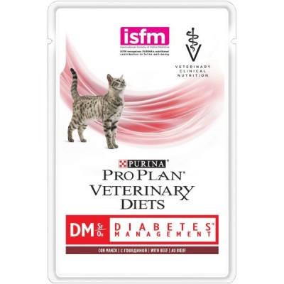 Purina Pro Plan Veterinary Diets DM ST/OX DIABETES MANAGEMENT консервы для кошек при сахарном диабете, говядина, 85г