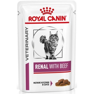 Royal Canin RENAL WITH BEEF Влажный корм для кошек при хронической почечной недостаточности (говядина), 85г (P24956)
