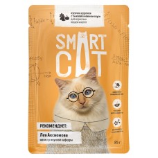 Smart Cat Паучи для взрослых кошек и котят кусочки курочки с тыквой в нежном соусе, 85г