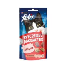 FELIX Хрустящее Лакомство для взрослых кошек с говядиной, 60г (12393616/P36156) 