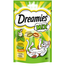 Dreamies MIX Лакомые подушечки для кошек кошачья мята и курица 60г (P33847)