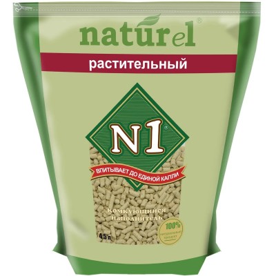 N1 NATUReL Растительный Наполнитель комкующийся, 4,5л
