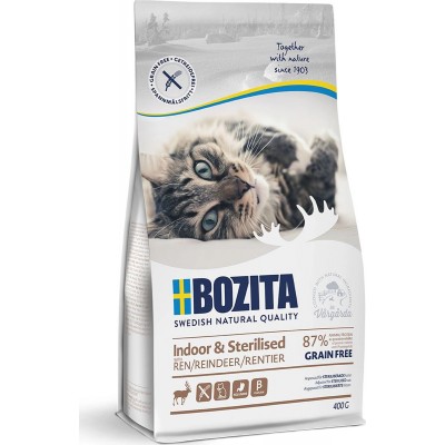 Bozita GRAINE FREE Indoor & Sterilised сухой корм для домашних и стерилизованных кошек, ведущих малоподвижный с мясом оленя