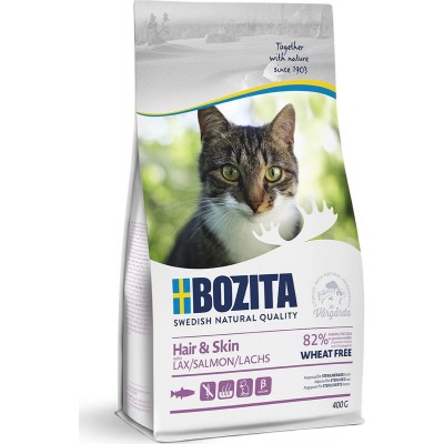 Bozita GRAIN FREE Sensitive Hair & Skin сухой корм для кошек для здоровой кожи и блестящей шерсти с лососем