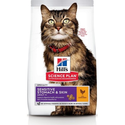 Hill’s Science Plan SENSITIVE STOMACH & SKIN для кошек с чувствительным пищеварением и кожей, с курицей