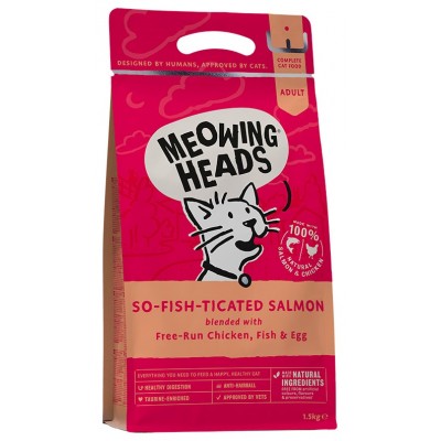 Meowing Heads для взрослых кошек с Лососем, курицей и рисом "Фиш-гурман"