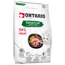 Ontario SENSITIVE / DERMA для кошек с чувствительным пищеварением с уткой и ягненком