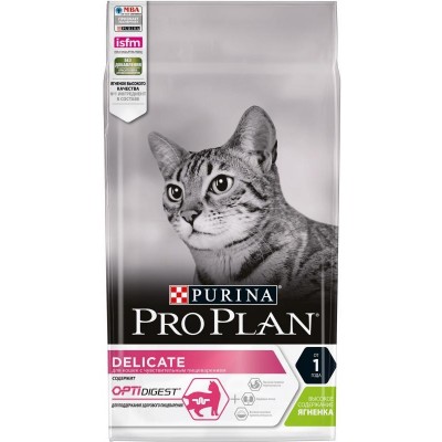 Pro Plan DELICATE ADULT для кошек с чувствительным пищеварением, ягненок