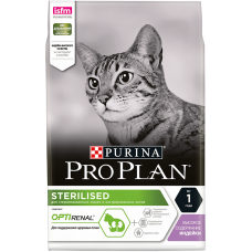 Pro Plan STERILISED ADULT OPTIRENAL стерилизованных кошек и кастрированных котов, индейка