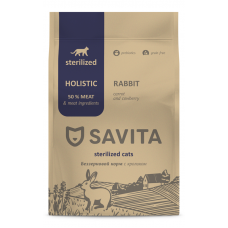 Savita Беззерновой корм для стерилизованных кошек с кроликом морковью и брусникой