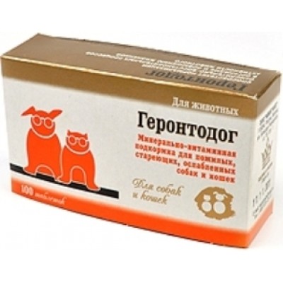 Геронтодог минерально-витаминный комплекс для стареющих собак и кошек, 100таб. (12513)