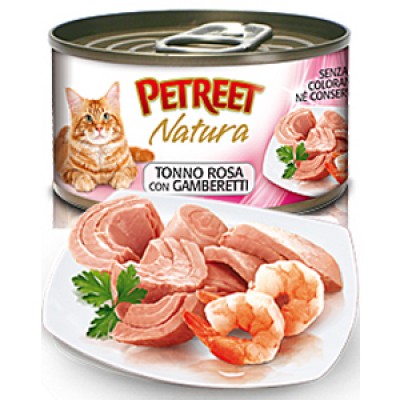 Петрит консервы для кошек Кусочки розового тунца с креветками 70гр. (53062)