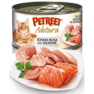 Петрит консервы для кошек Кусочки розового тунца с лососем 70гр. (53063)