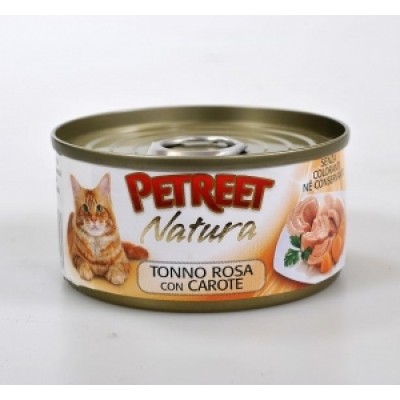 Петрит консервы для кошек Кусочки розового тунца с морковью 70гр. (53064)