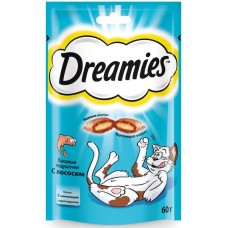 Dreamies Лакомые подушечки для кошек с лососем