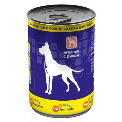ВитЭнималс консервы для собак Ягненок с рисом