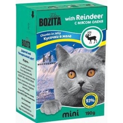 Bozita Feline MINI Reindeer Кусочки в желе для кошек с оленем , 190 гр. (P22223)