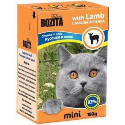 Bozita Feline MINI with Lamb Кусочки в желе с ягненком для кошек, 190 гр. (P22222)