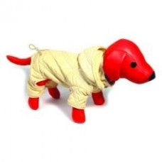 Комбинезон стеганый бежевый с капюшоном и флисовой подкладкой для собак, 30см (5615070)