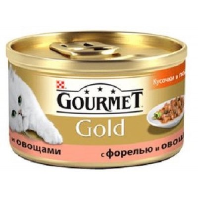 Gourmet Gold для кошек кусочки в соусе c форелью и овощами, 85г (21460)