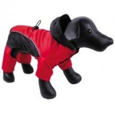 Комбинезон стеганый красный с капюшоном и флисовой подкладкой для собак, 45см, нейлон (5615195)