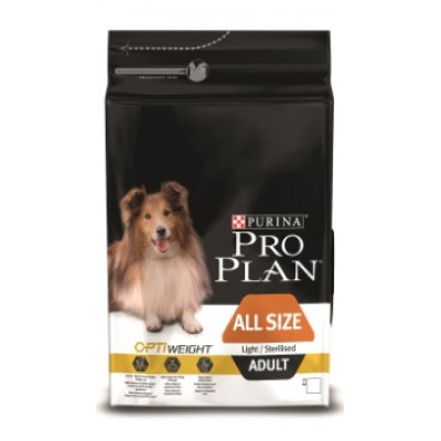 Pro Plan ALL SIZES ADULT LIGHT / STERILISED OPTIWEIGHT корм для взрослых собак склонных к избыточному весу или стерилизованных с курицей и рисом