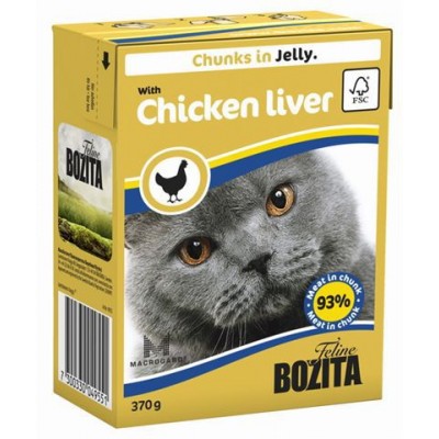 Bozita  Feline Chicken Liver Кусочки в желе с куриной печенью для кошек, 370 гр. (P22718)