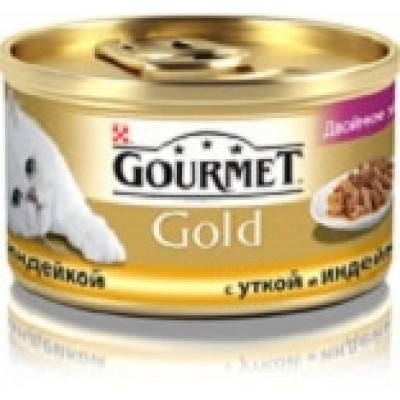 Gourmet Gold Duo для кошек кусочки в соусе с уткой и индейкой, 85г (21716)