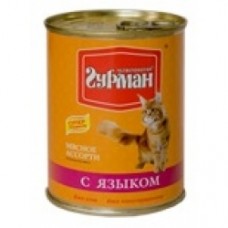 Четвероногий Гурман МЯСНОЕ АССОРТИ консервы для кошек с языком, 340г (c51648)