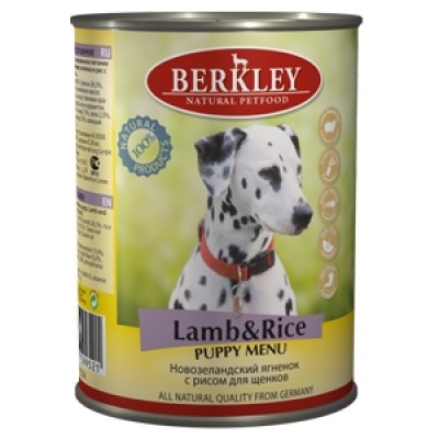 Беркли консервы для щенков Ягненок с рисом 400гр. (75074/P12138)