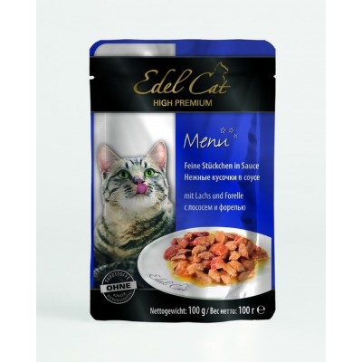 Edel Cat Консервы для кошек, Форель и лосось в желе 100гр. (05357)
