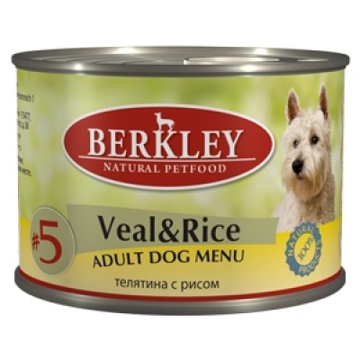 Беркли консервы для собак №5 Телятина с рисом 200гр. (75008/P12630)