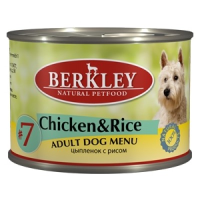 Беркли консервы для собак №7 Цыпленок с рисом 200гр. (75003/P12484)