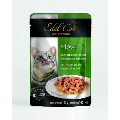 Edel Cat Консервы для кошек, Утка и индейка в соусе 100гр. (05836)