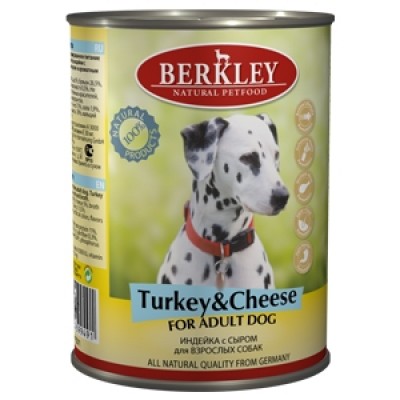Беркли консервы для собак Индейка с сыром 400гр. (75071/P12199)