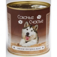 Собачье счастье консервы для собак Мясное ассорти в желе 750гр. (37412)