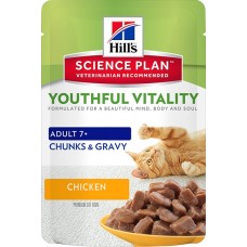 Hill’s Science Plan Youthful Vitality аппетитные кусочки в соусе для кошек старше 7 лет с курицей, 85гр. (C80158)