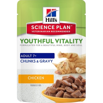Hill’s Science Plan Youthful Vitality аппетитные кусочки в соусе для кошек старше 7 лет с курицей, 85гр. (C80158)