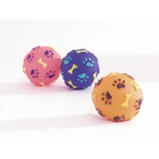 Beeztees Игрушка для собак "Мячик с отпечатками лап и косточек", винил, 8см (620144)