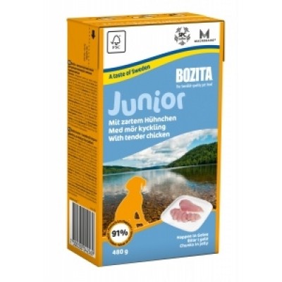 Bozita for Junior in Jelly Chicken кусочки в желе для щенков и молодых собак с курицей, 480 гр. (4256)