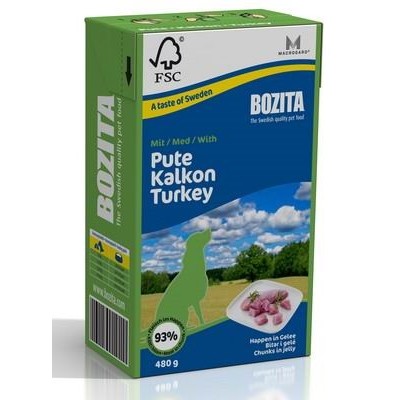 Bozita Turkey Tetra Pak кусочки в желе с индейкой для собак, 480 гр. (4252)