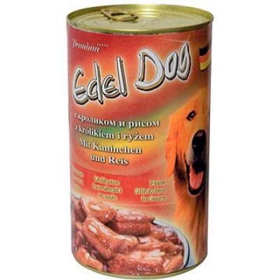 Edel Dog Консервы для собак нежные кусочки в соусе с кроликом и рисом, 1.2кг.