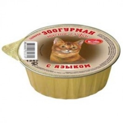 Зоогурман консервы для кошек Мясное суфле с Языком 125гр. (20976)
