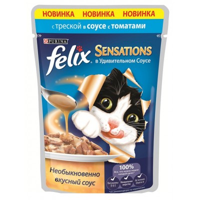 Felix Sensations соус треска и томат 85гр. пауч (05335)