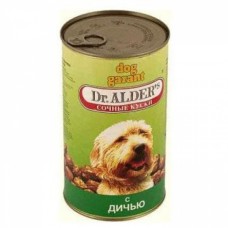 Доктор Алдерс Дог Гарант консервы для собак кусочки в желе Дичь 1200гр. (49601)