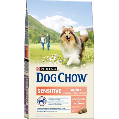 Dog Chow сухой корм для  собак c чувствительным желудком с лососем (Sensitive)