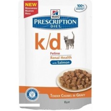 Hill's Prescription Diet K/D для кошек Диета для лечения почек с Лососем, пауч 85г (C36630)