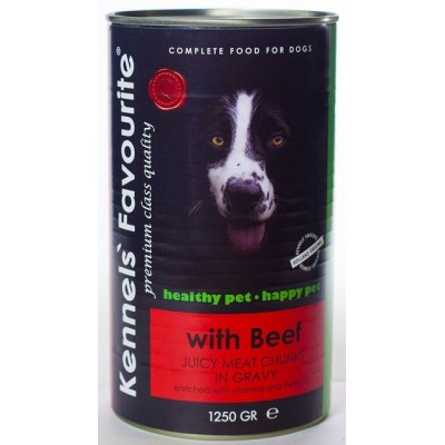Kennels` Favourite Canned Dog Food Beef консервы для собак мясные кусочки в соусе ГОВЯДИНА 1250 gr
