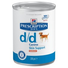Hill's Prescription Diet D/D консервы для поддержания здоровья собак при кожных реакциях и рвоте/диарее в случае аллергии с лососем и рисом, 370г (C11151)